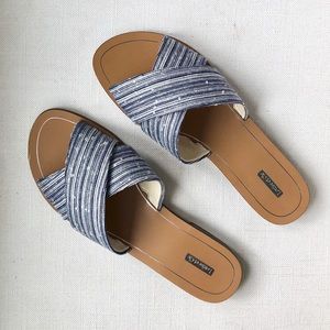 Louise et Cie Bonnie Slide Sandal Blue Woven